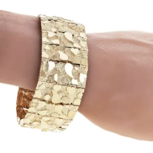 Men's 10k Yellow Gold Solid Nugget Bracelet Link 7.5"- 8" 31mm 87 grams