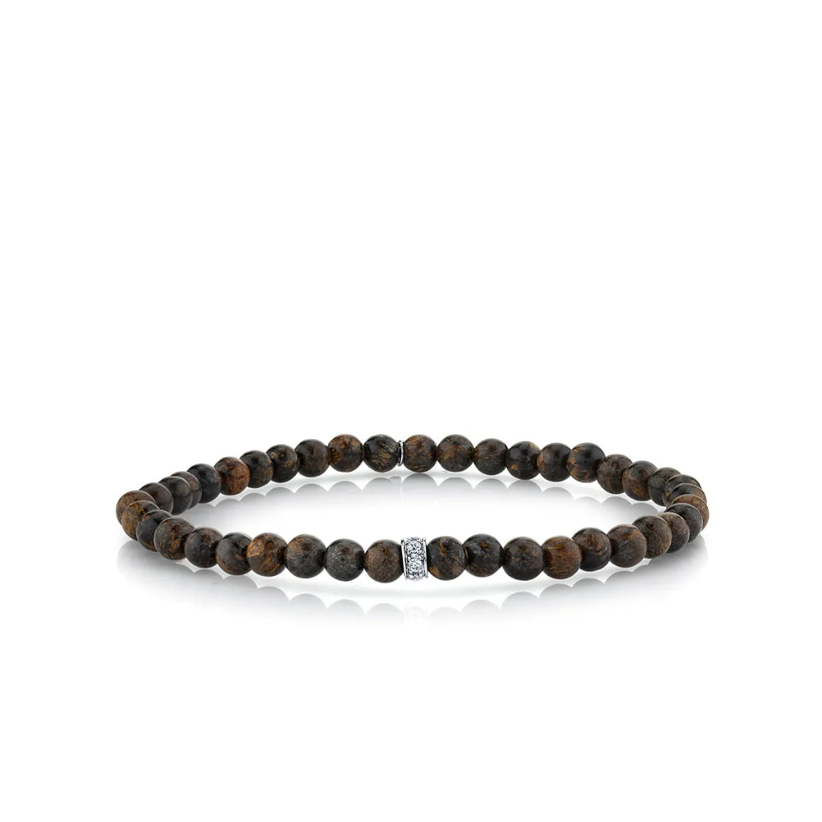 Men's Collection Gold & Diamond 4mm Rondelle on Bronzite