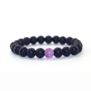 Men's Purple Jade Frosted Stone Beaded Bracelet