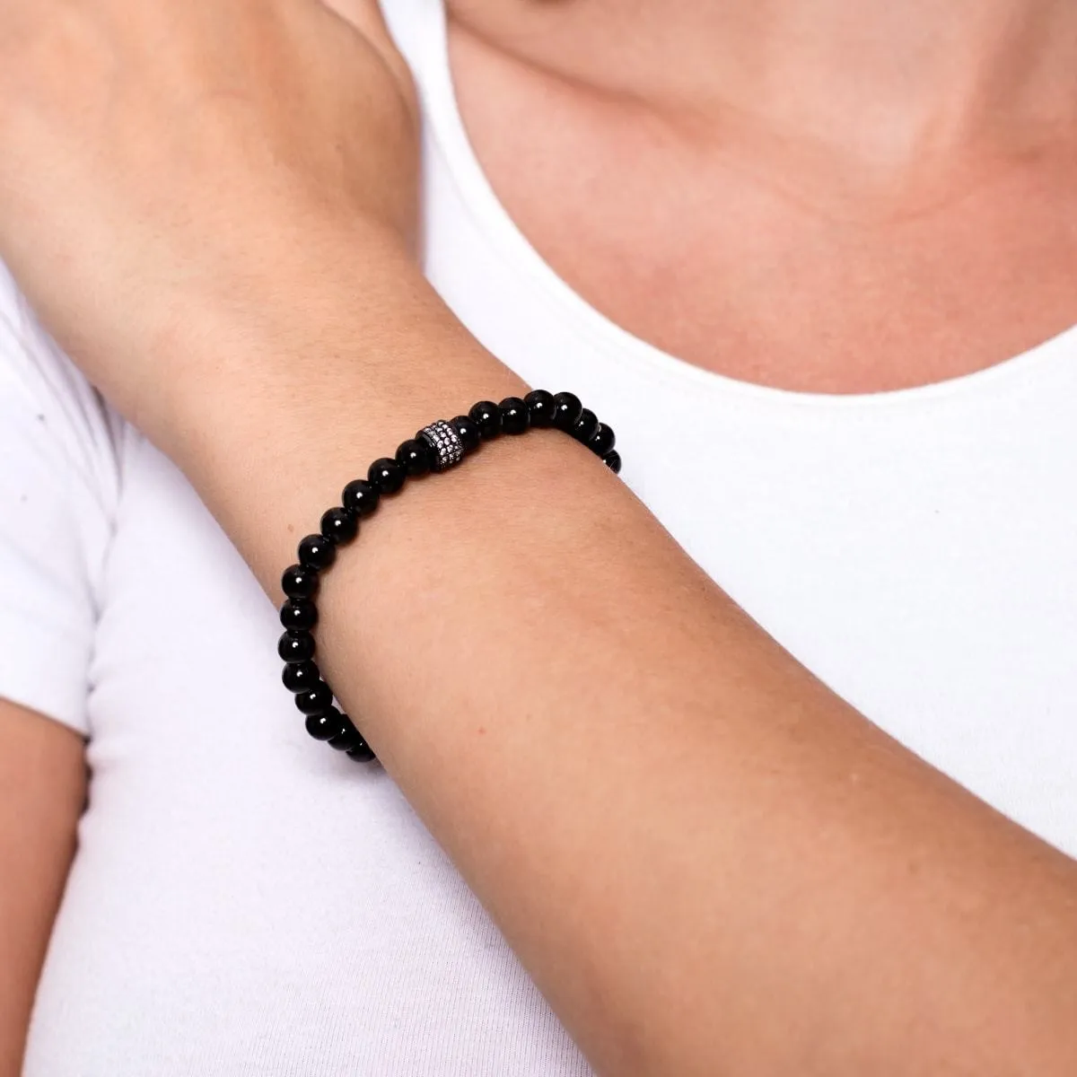 Mesmerizing | Onyx Steel | Crystal Pavé Expression Bracelet