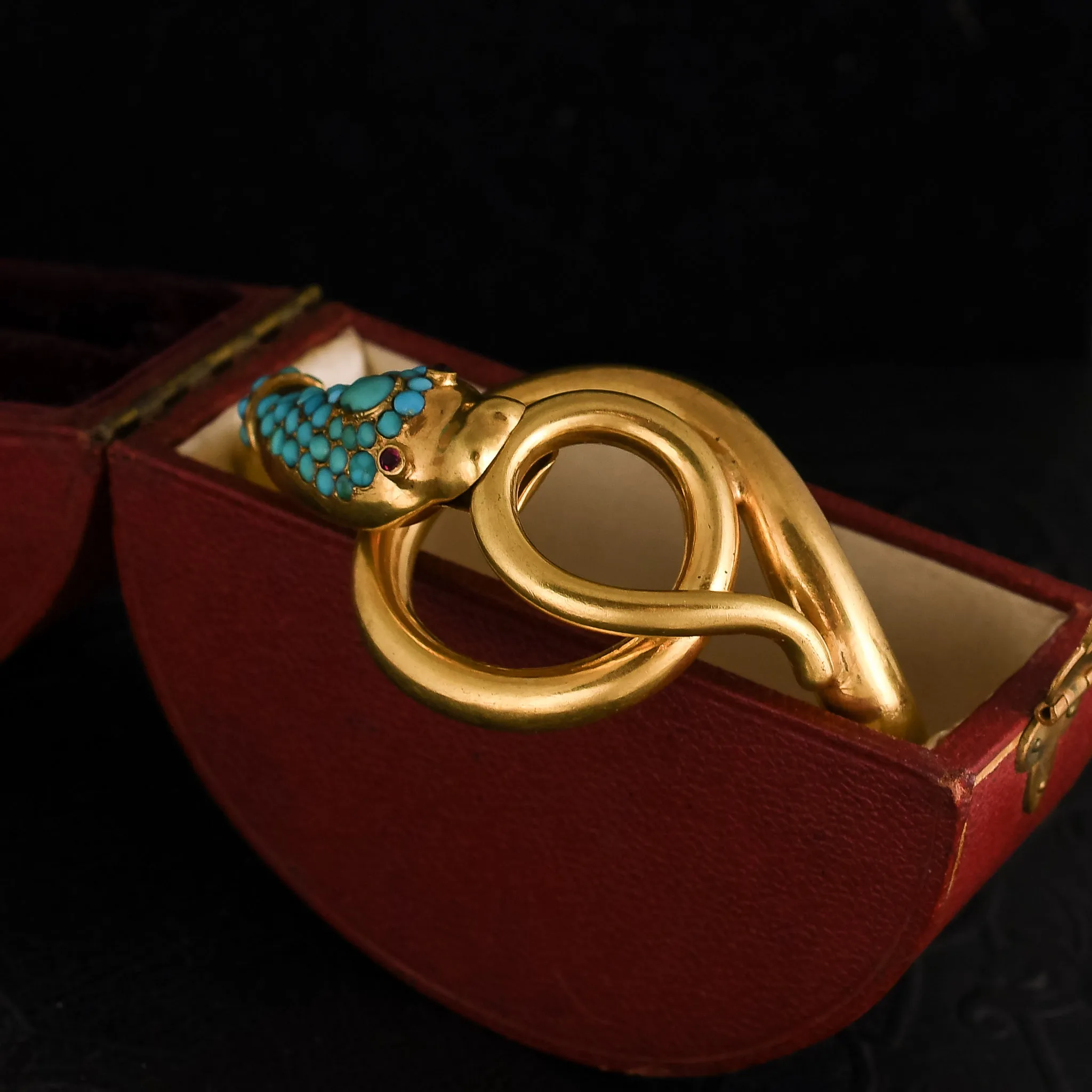 Mid Victorian Turquoise Ouroboros Snake Bangle