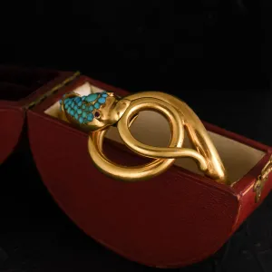 Mid Victorian Turquoise Ouroboros Snake Bangle