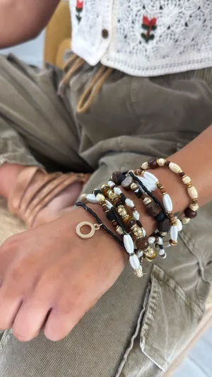 Midnight Tide Bracelet Stack, Brown Multi
