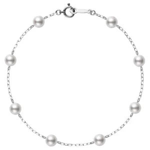 Mikimoto 18K White Gold Pearl Station Bracelet