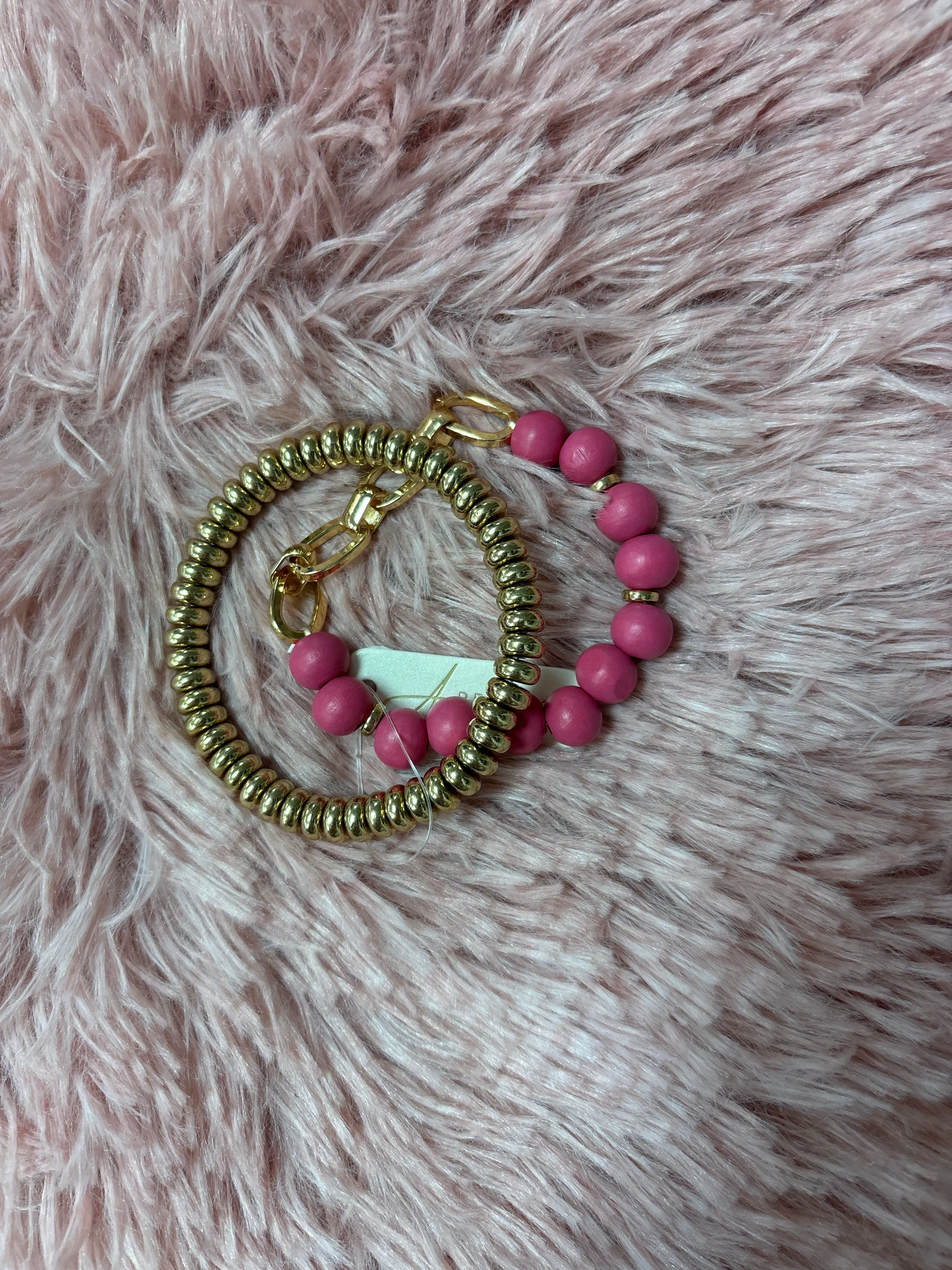 MK-Colored Beads and Gold Stack Bracelets