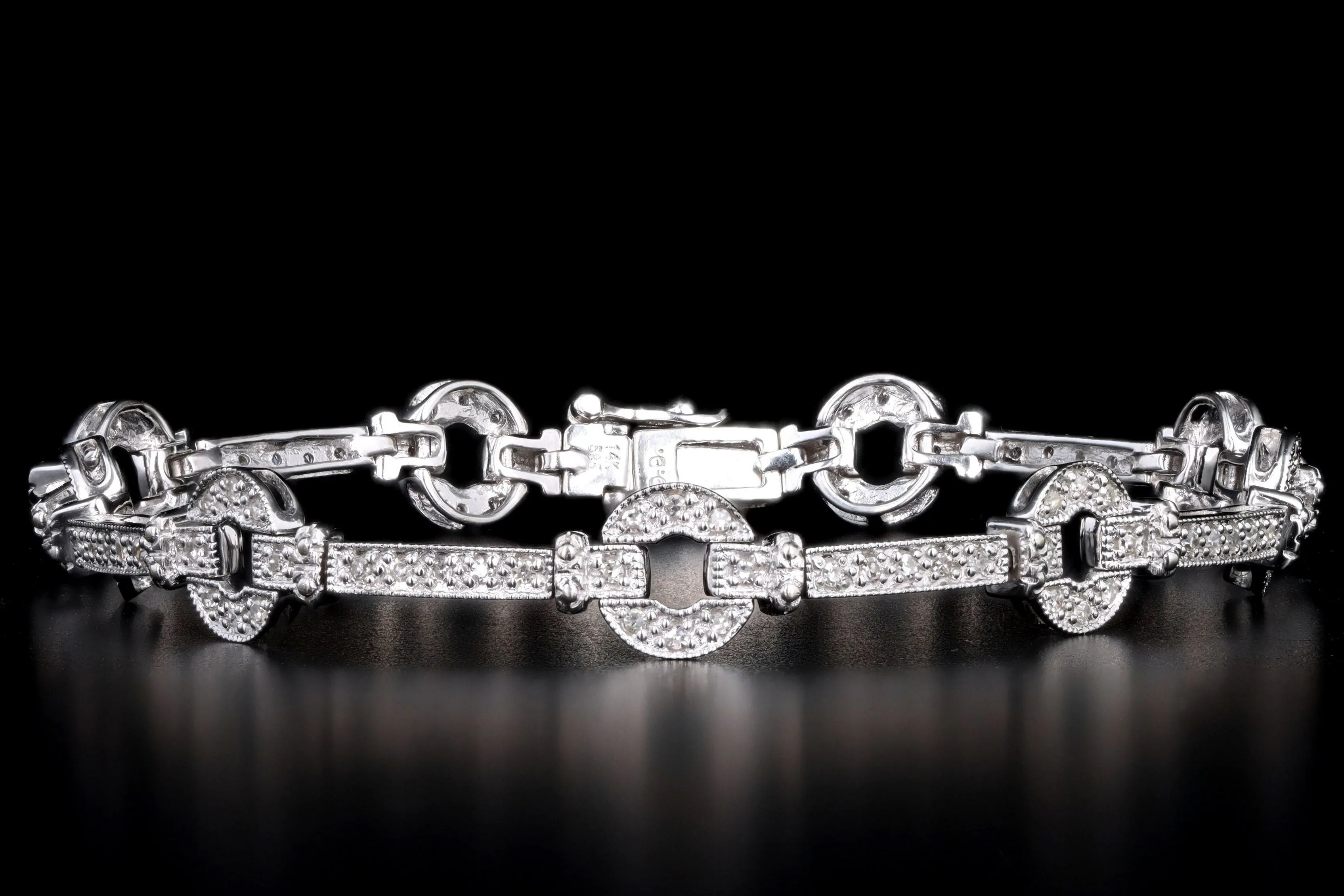 Modern 14K White Gold .75 Carat Total Weight Diamond Bracelet