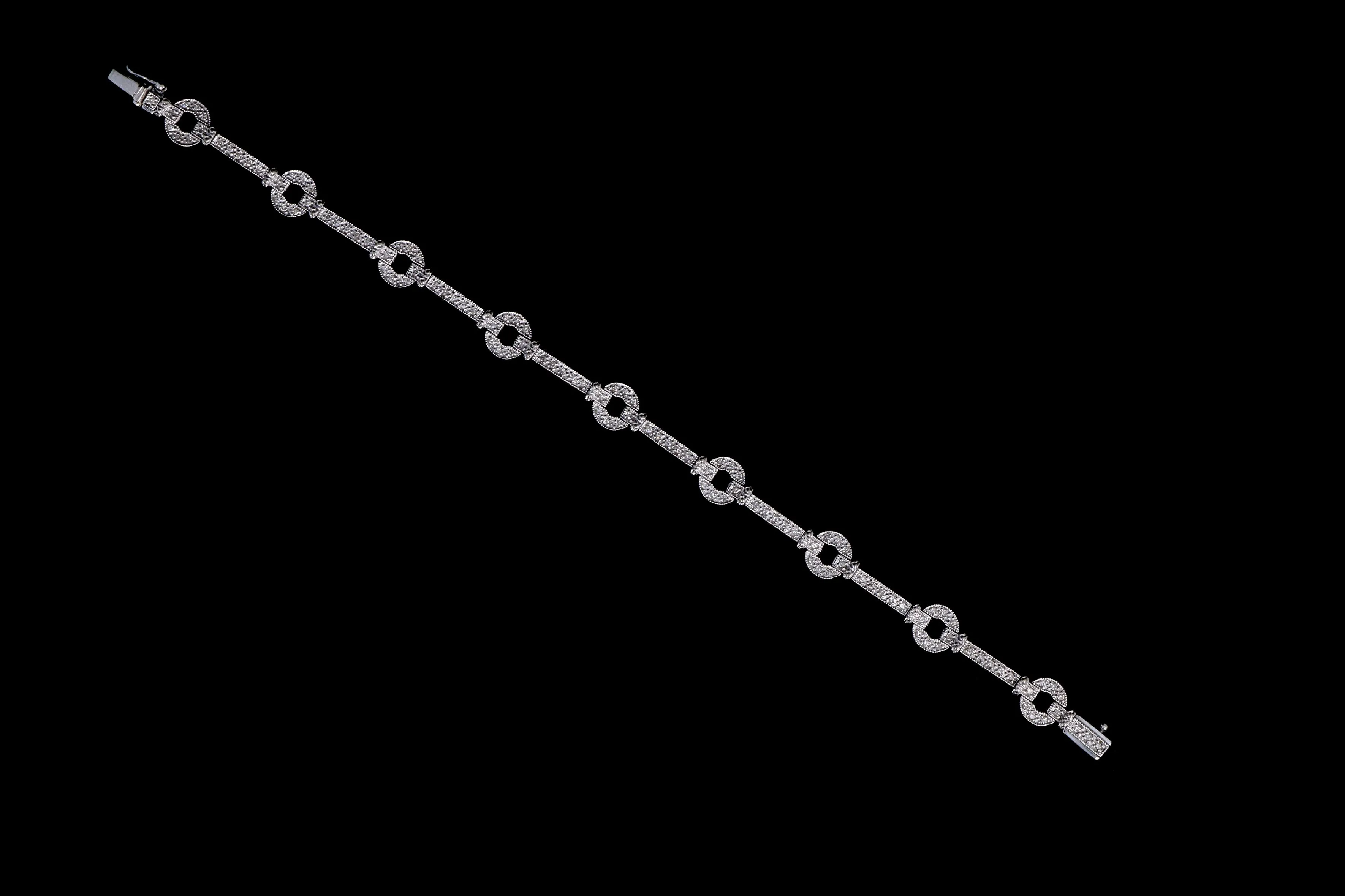 Modern 14K White Gold .75 Carat Total Weight Diamond Bracelet