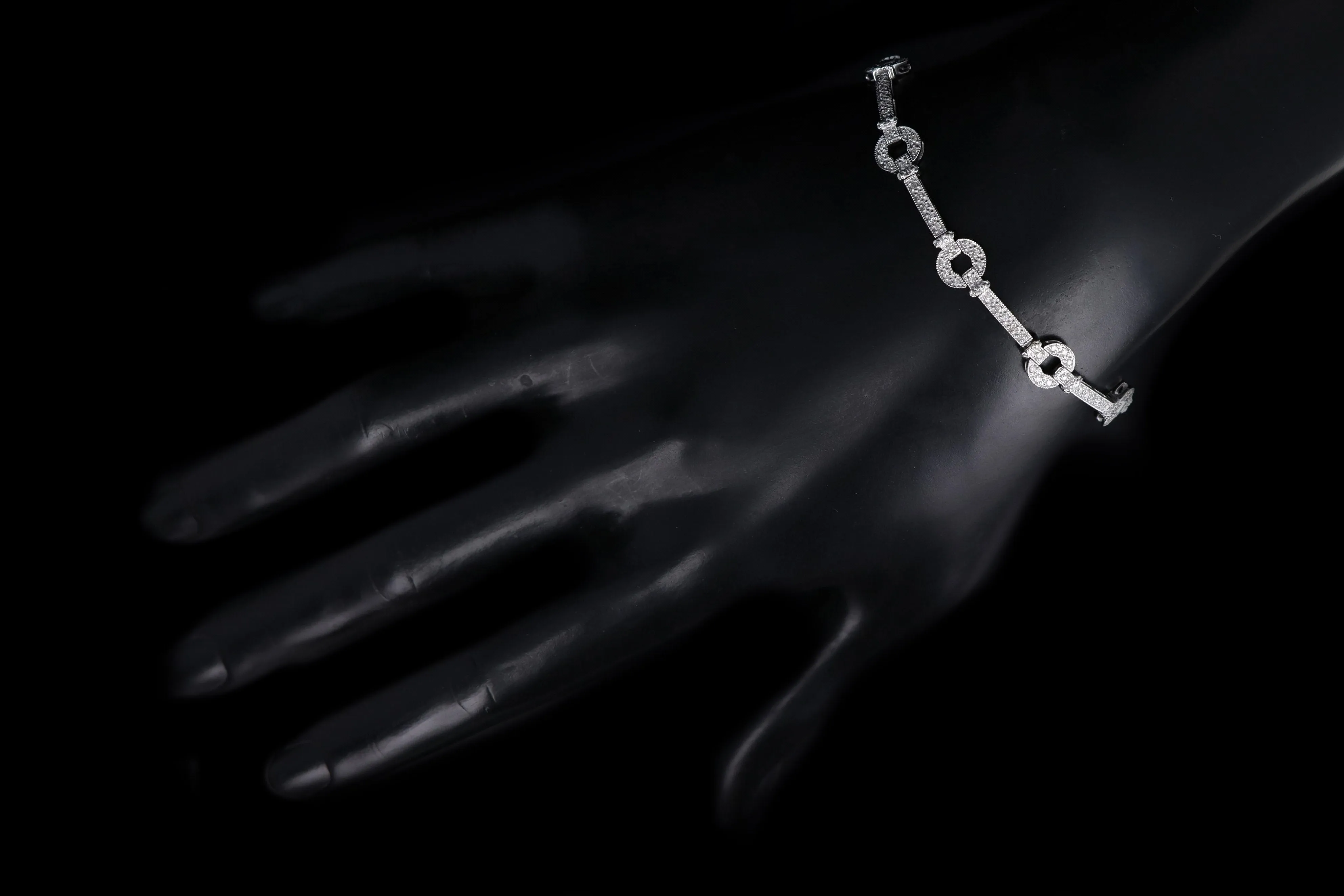 Modern 14K White Gold .75 Carat Total Weight Diamond Bracelet