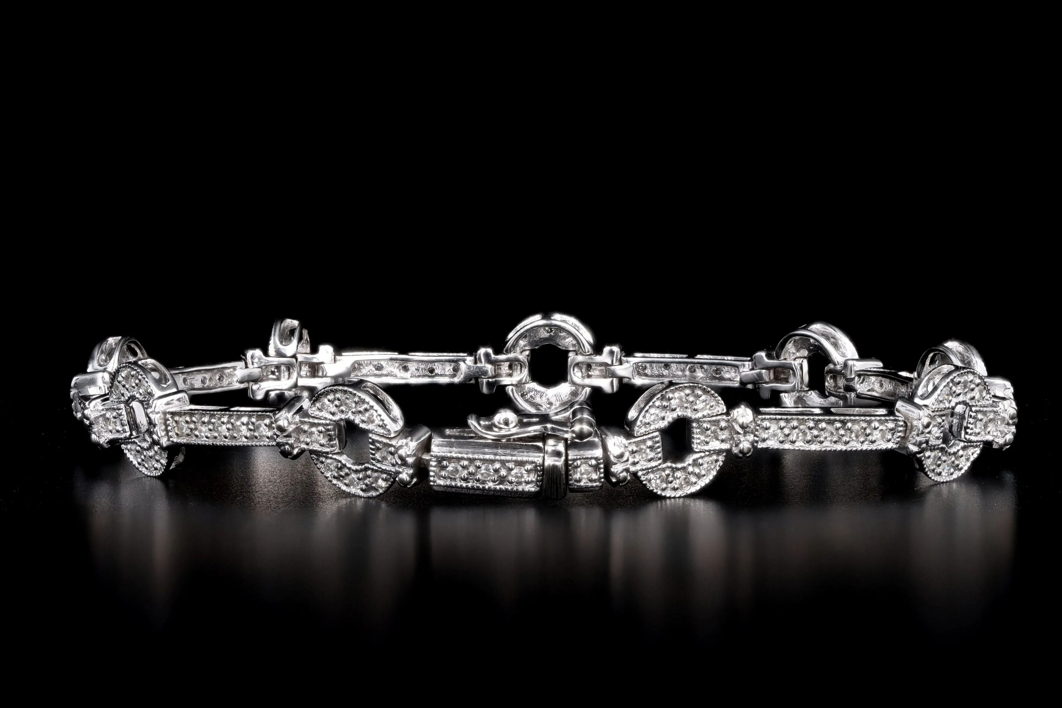 Modern 14K White Gold .75 Carat Total Weight Diamond Bracelet