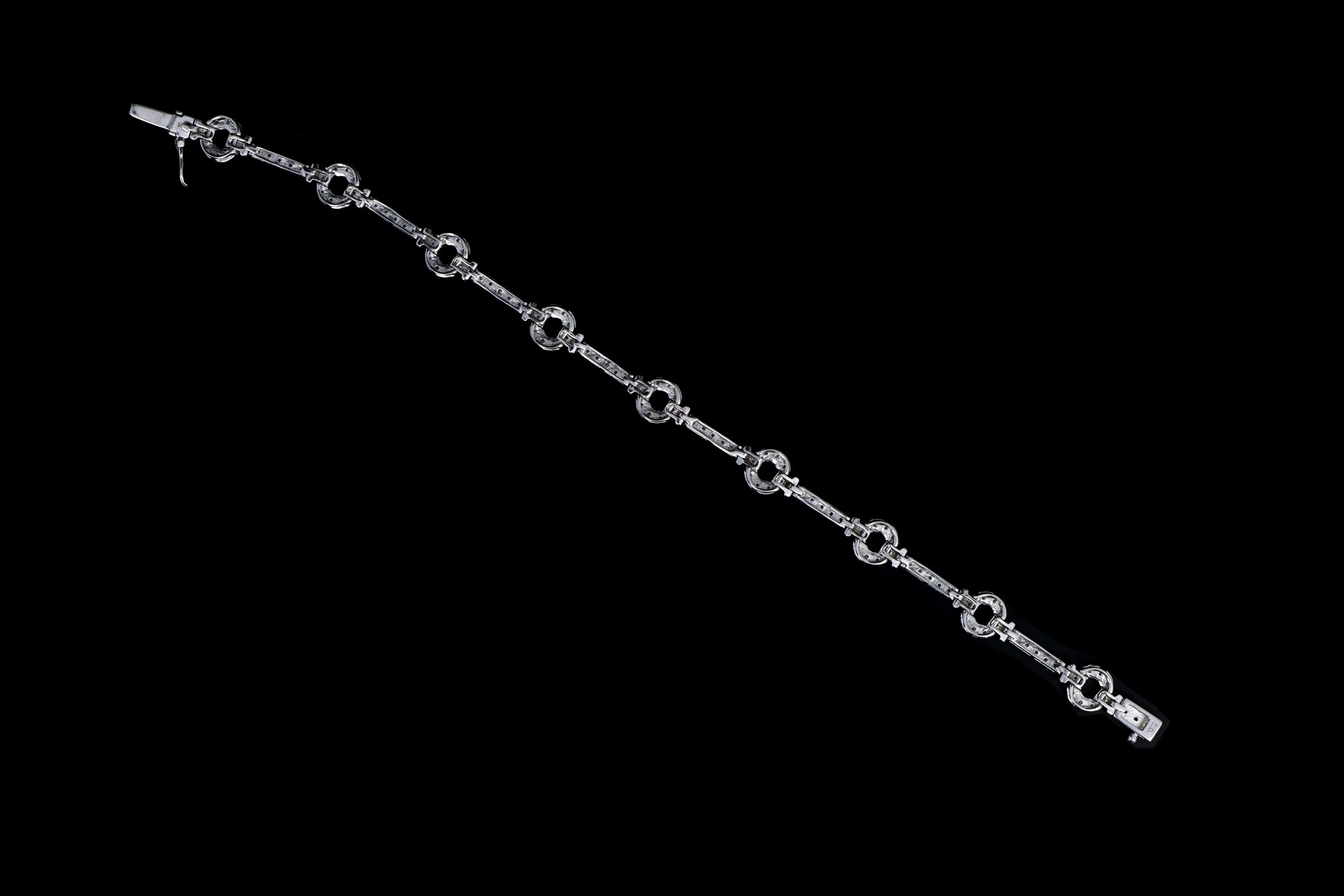 Modern 14K White Gold .75 Carat Total Weight Diamond Bracelet