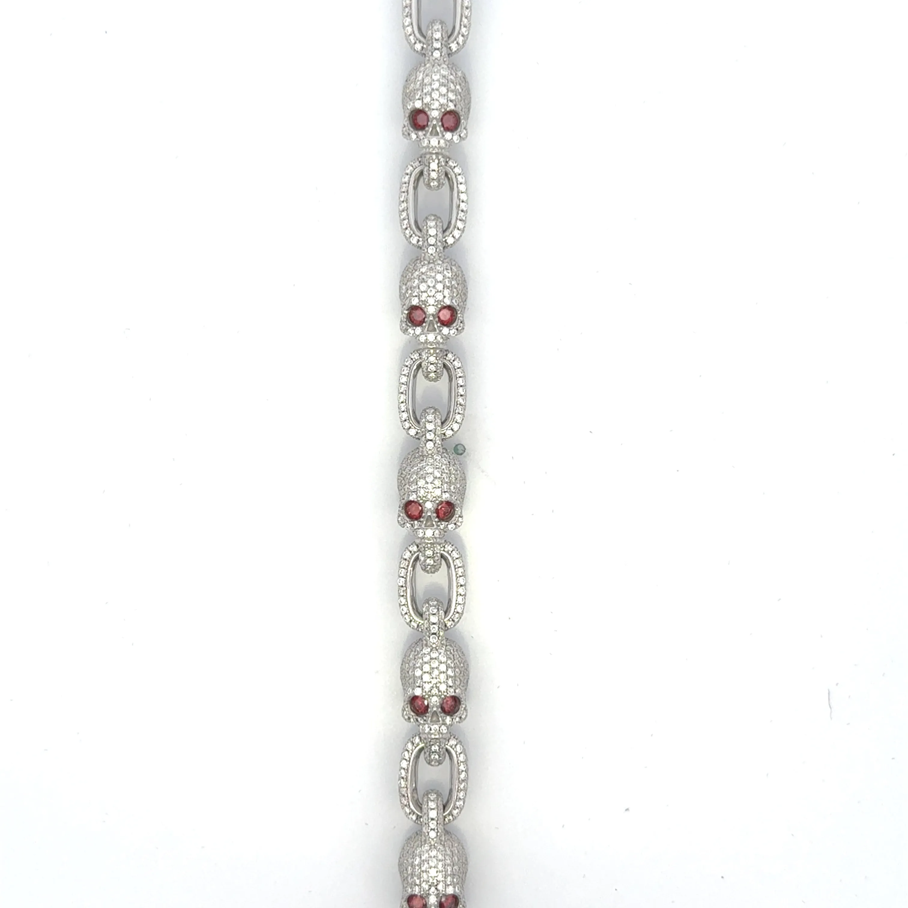 Moissanite and Ruby Skulls Bracelet