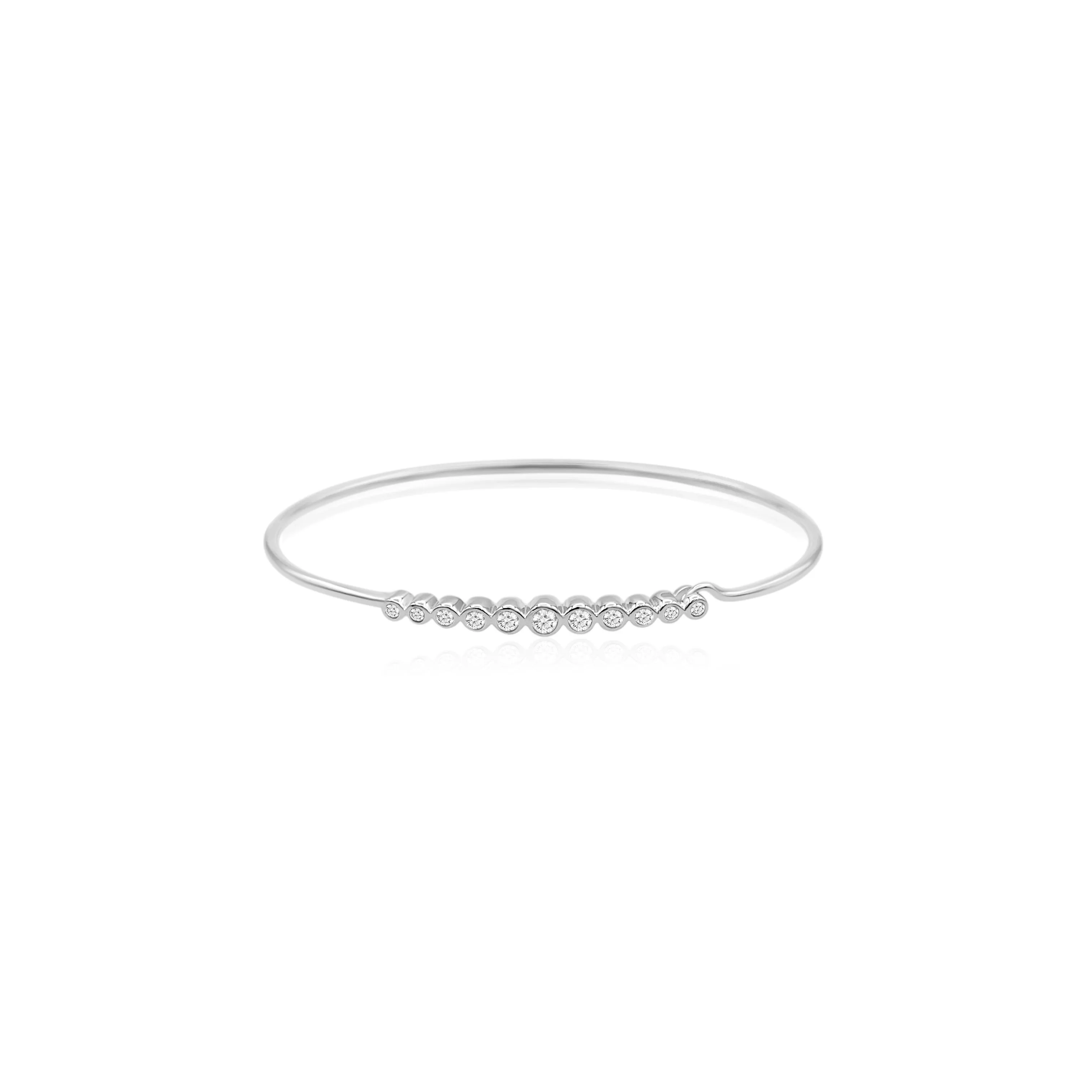 Multi Diamond Row Bezel Bracelet with Hidden Hook Clasp