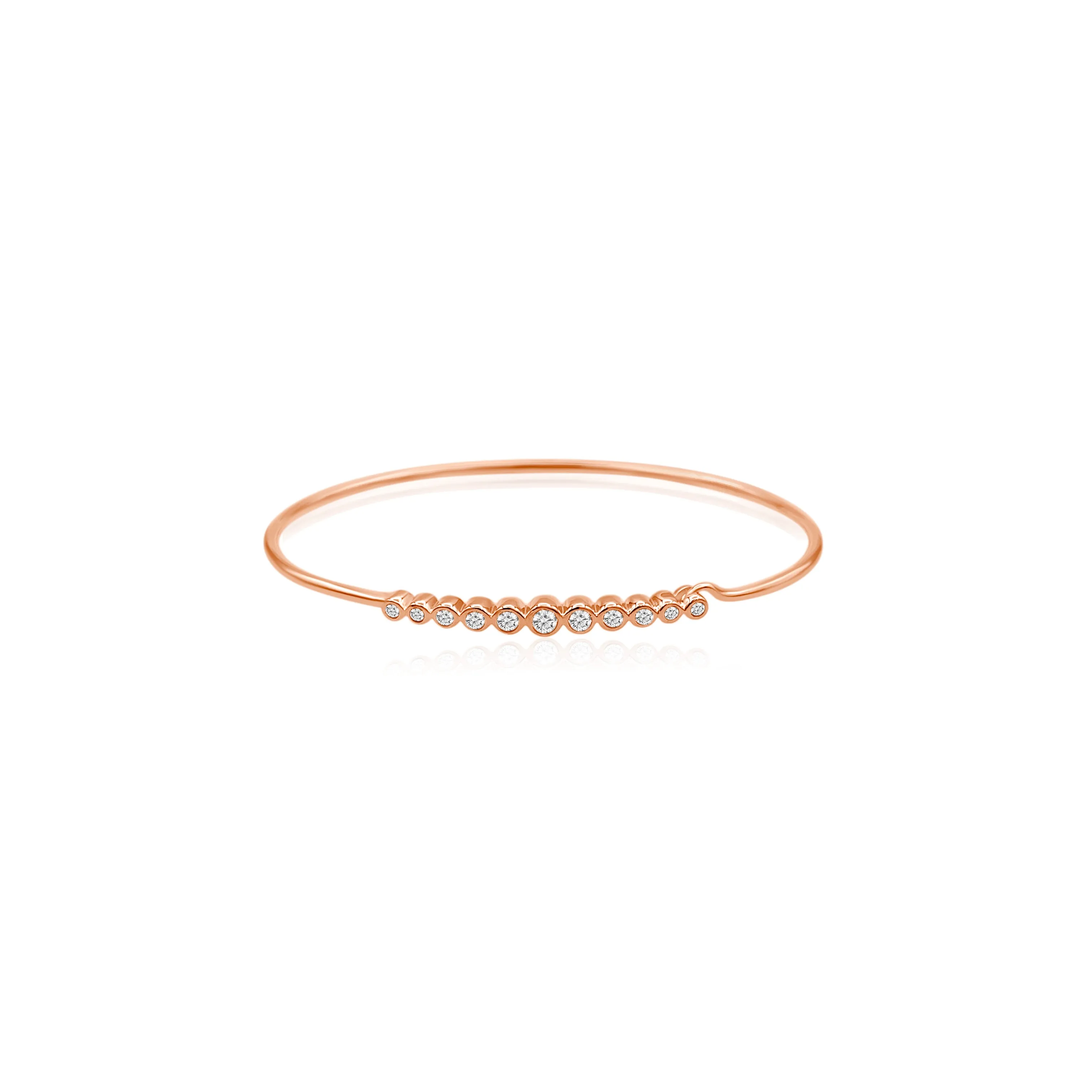 Multi Diamond Row Bezel Bracelet with Hidden Hook Clasp