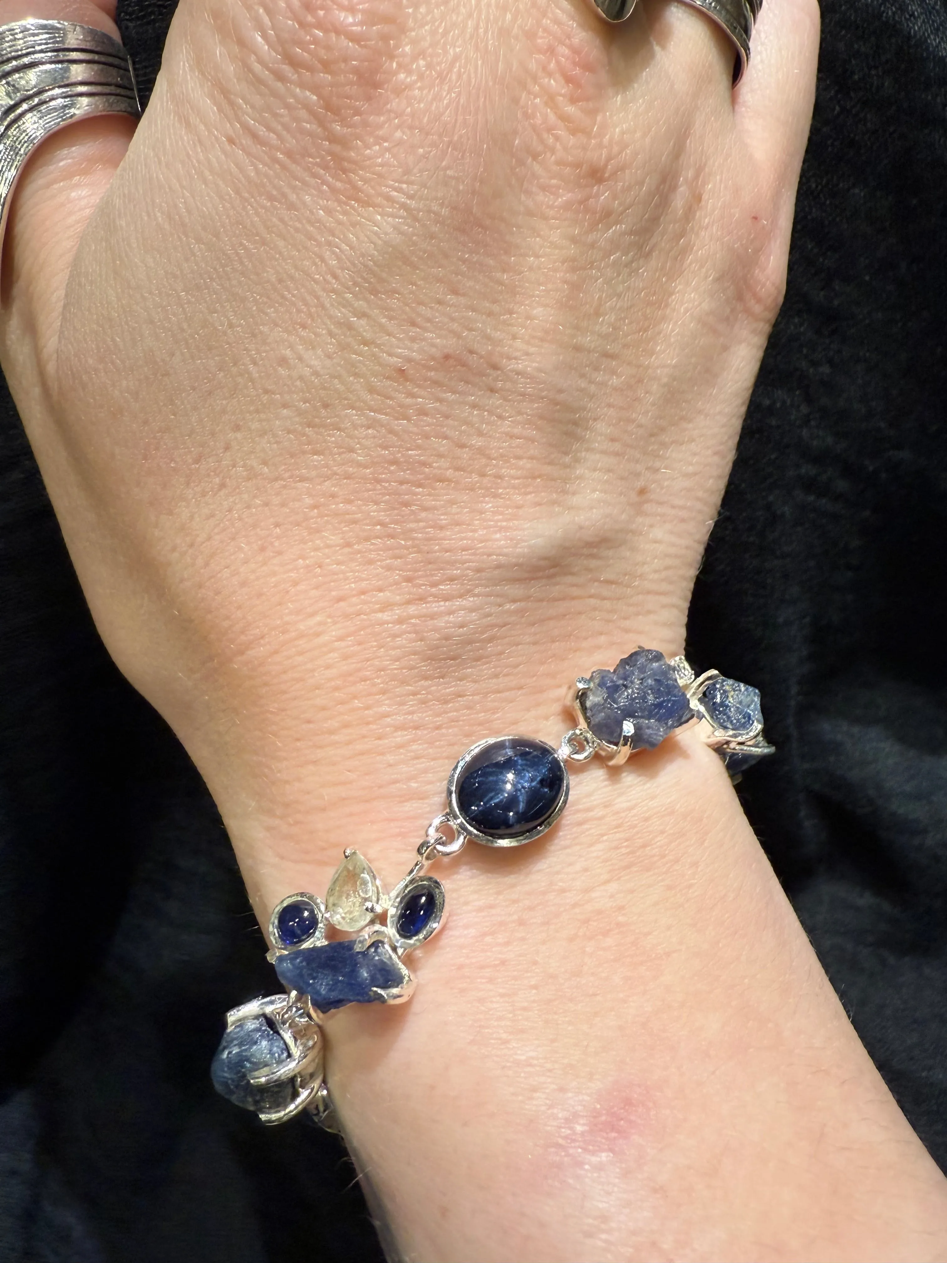 Multi-stone Star Sapphire and Topaz Bracelet