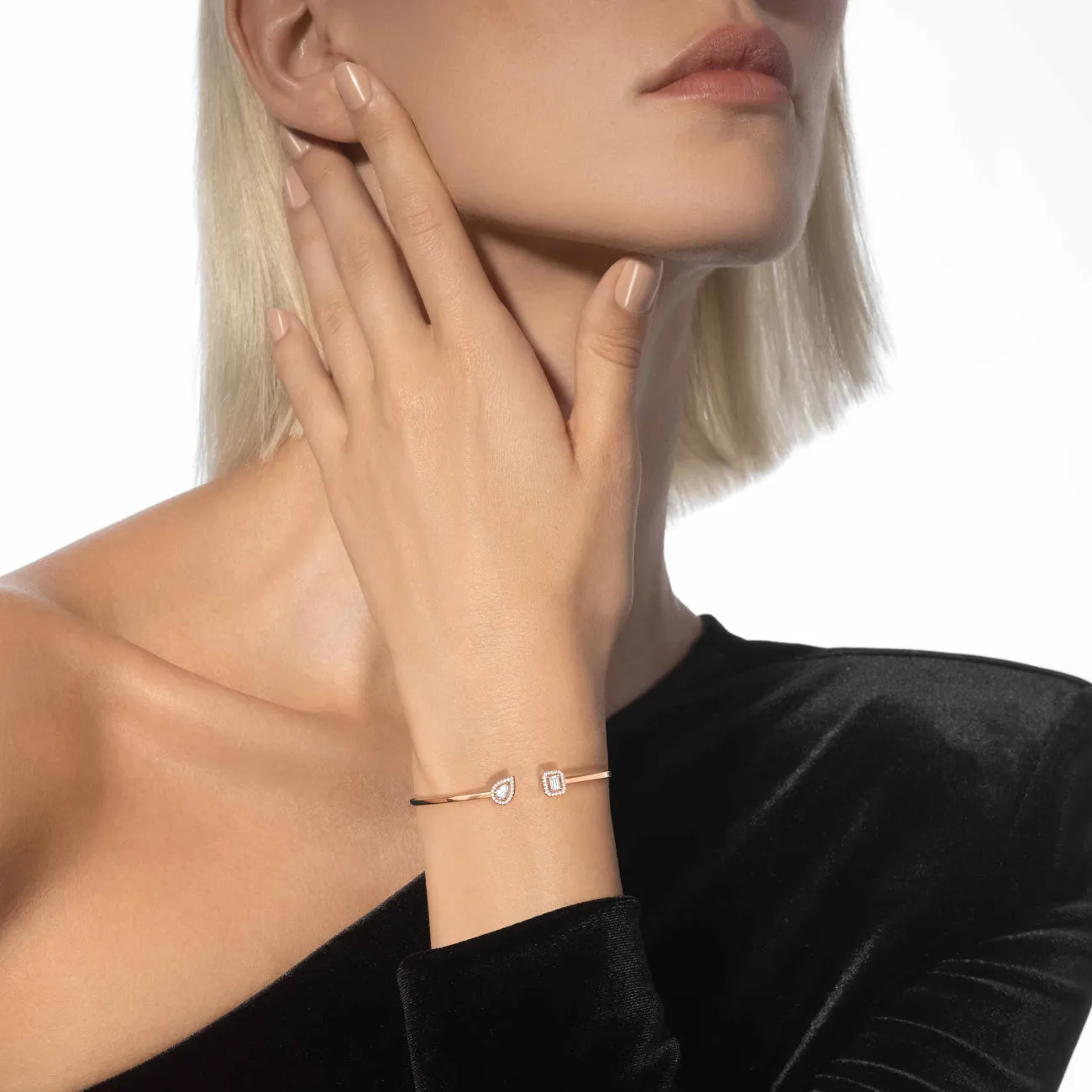 My Twin Toi & Moi 18K Rose Gold Diamond Thin Bangle Bracelet