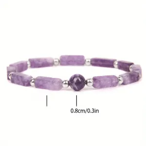 Natural Amethyst Beaded Bracelet For Men Holiday Birthday Gift