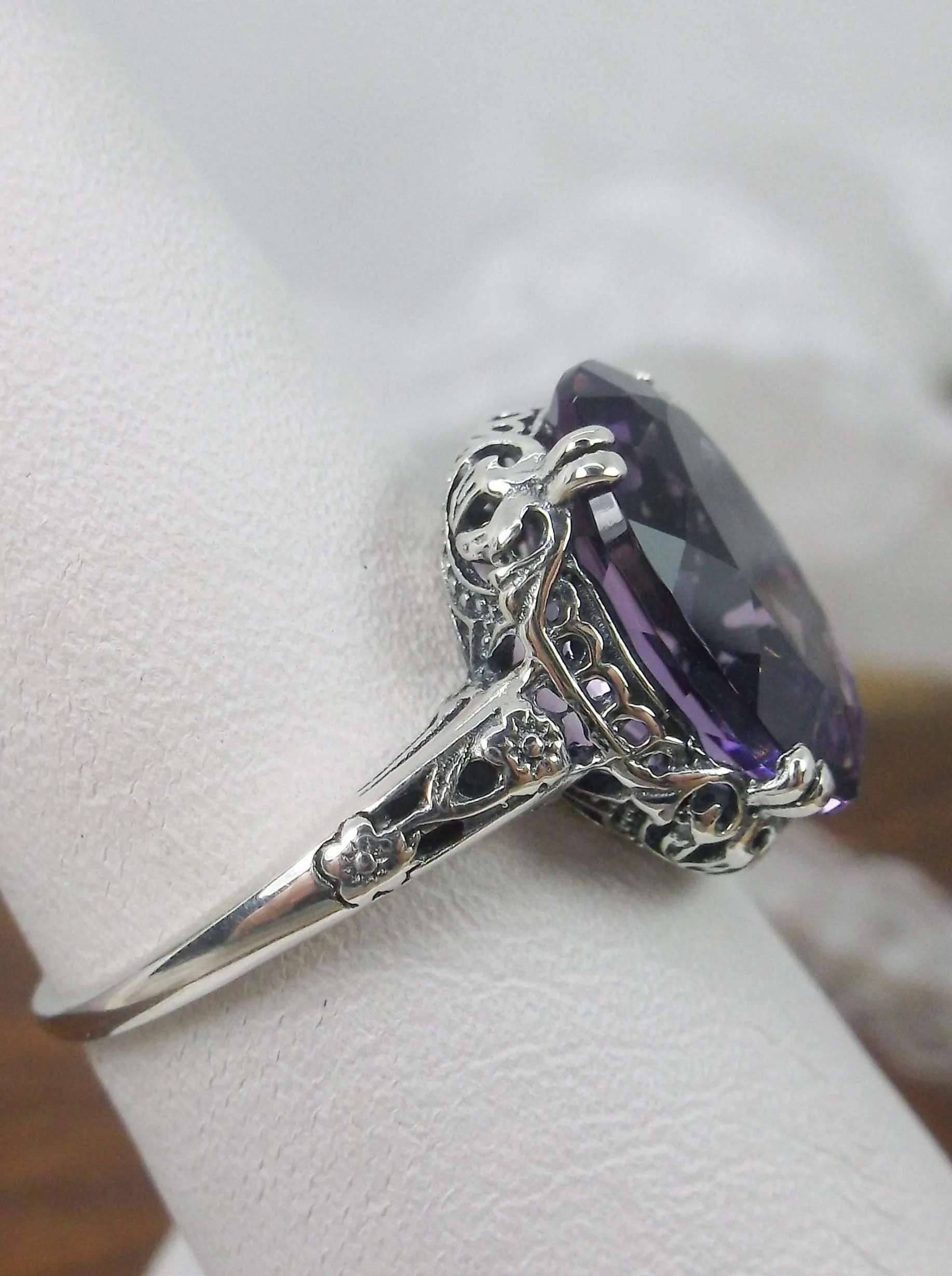 Natural Amethyst Ring, Edwardian Revival Jewelry #D70