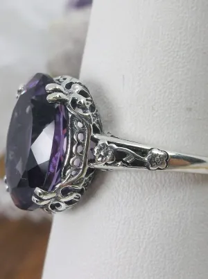 Natural Amethyst Ring, Edwardian Revival Jewelry #D70