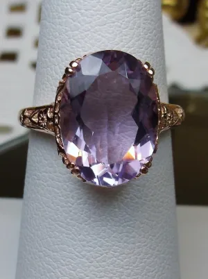 Natural Amethyst Ring, Rose Gold, Edwardian jewelry #D70