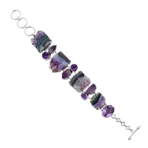 Natural Amethyst Slice Gemstone Bracelet for Women 925 Sterling Silver