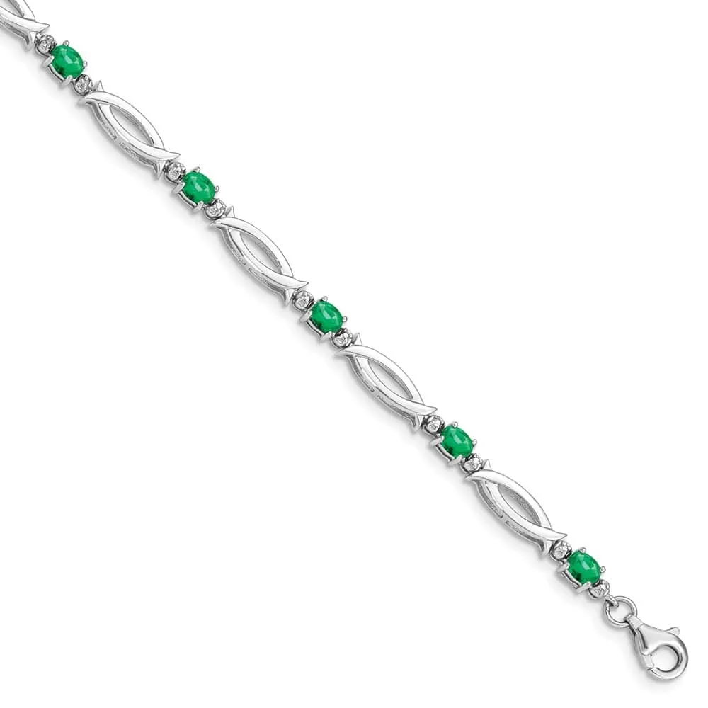Natural Emerald 925 Sterling Silver Tennis Bracelet Jewelry