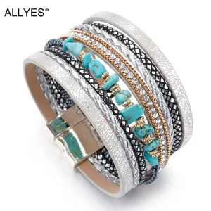 Natural Stone Leather Bracelets For Women