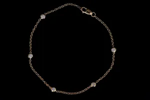 New 14K Gold .20 Carat Diamond By The Yard Bracelet