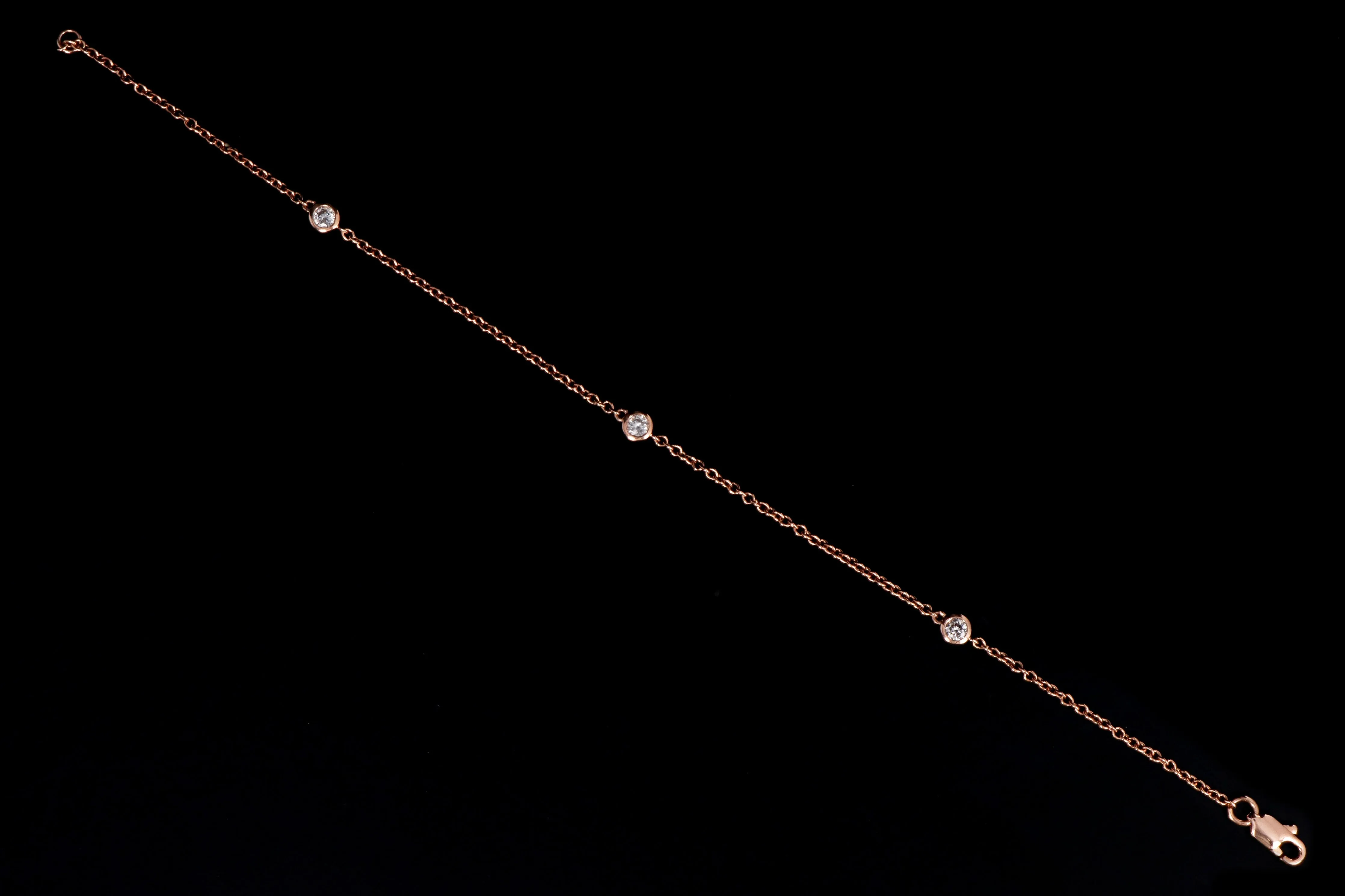 New 14K Rose Gold .20 Carat Diamond By The Yard Bracelet