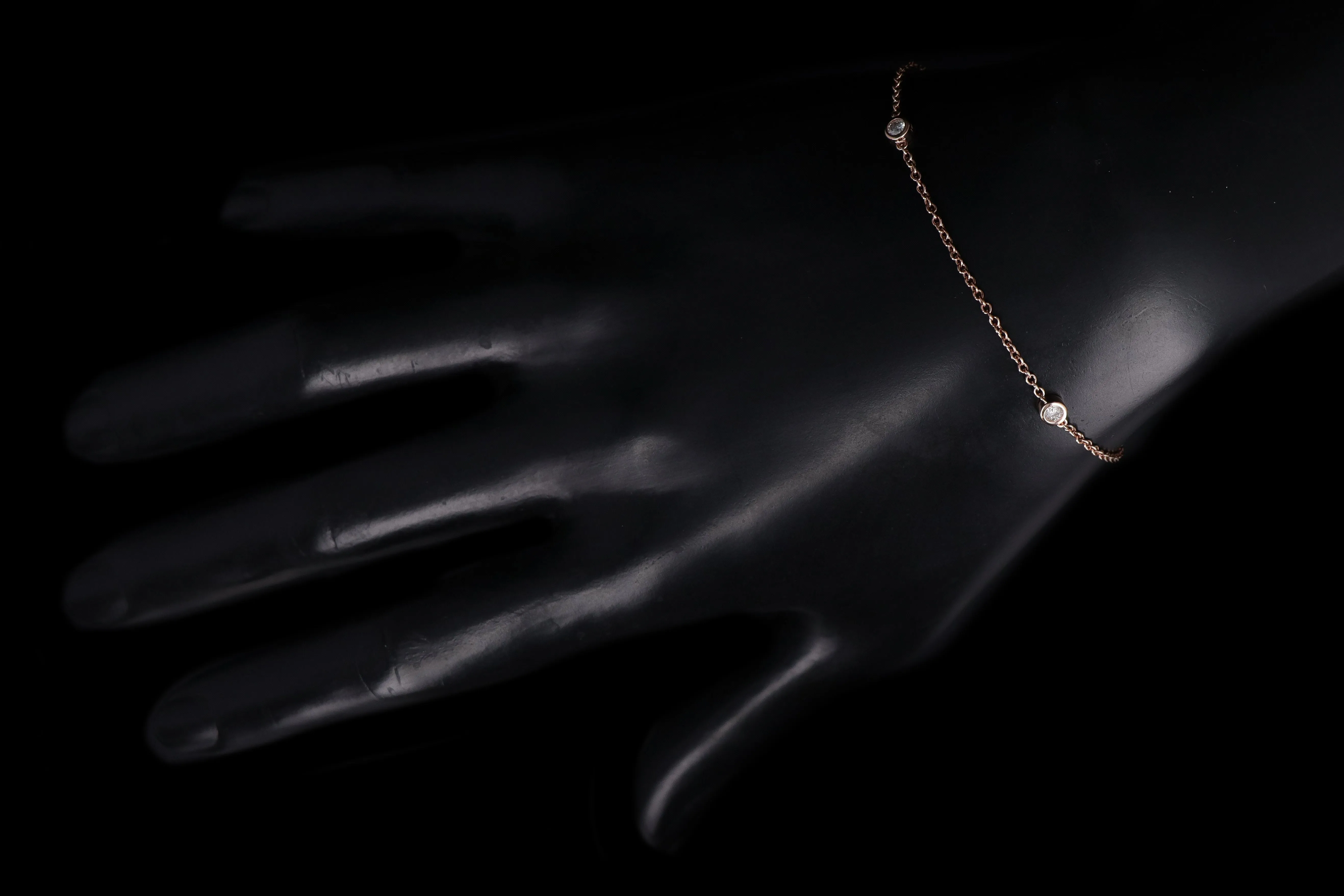 New 14K Rose Gold .20 Carat Diamond By The Yard Bracelet