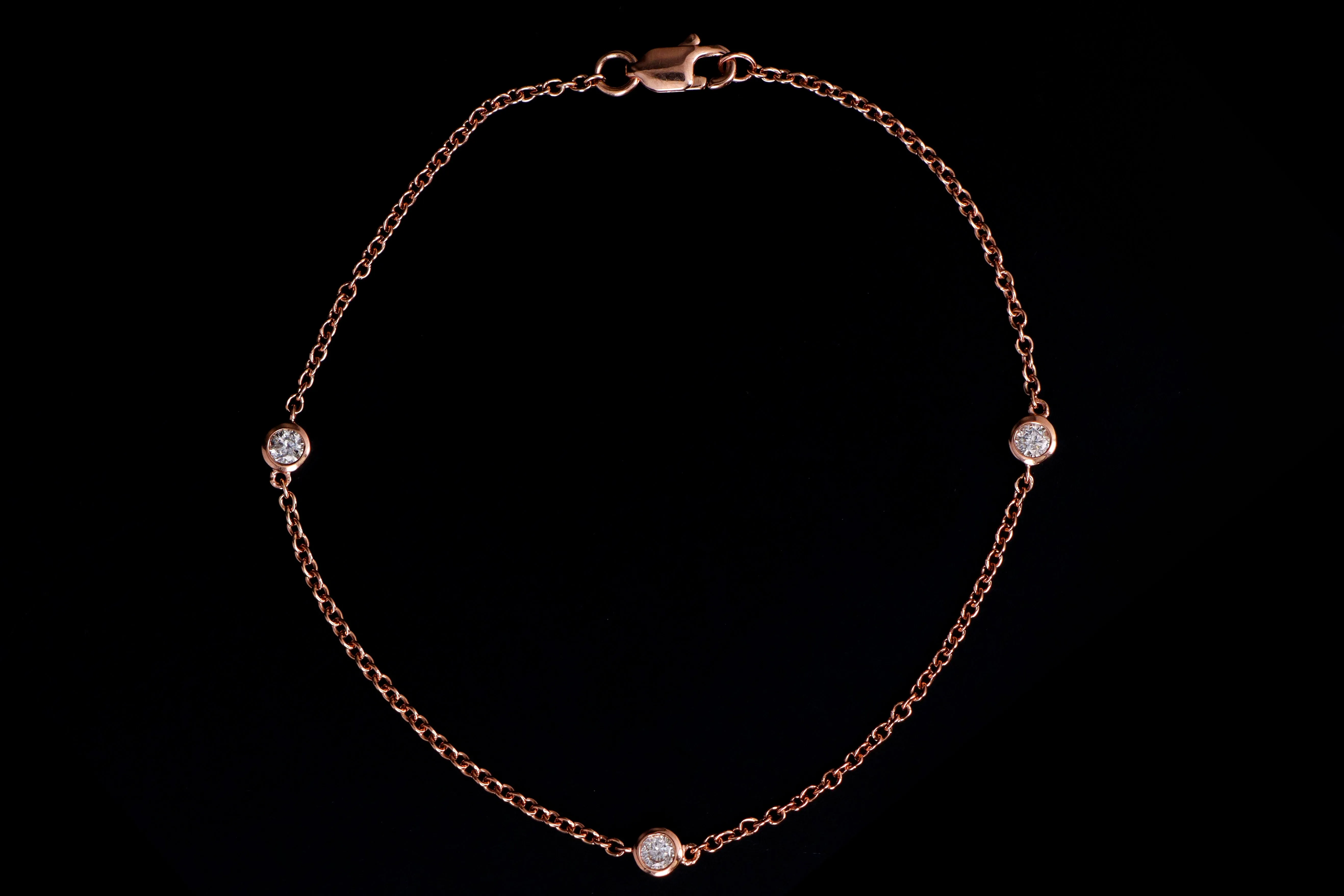 New 14K Rose Gold .20 Carat Diamond By The Yard Bracelet