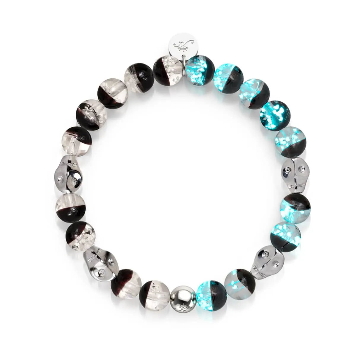 Nightfall Curse | .925 Sterling Silver | Firefly Glass Skull Bracelet