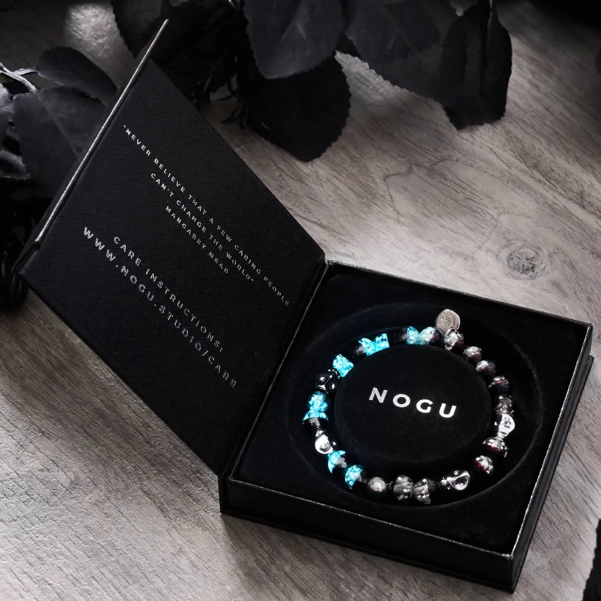 Nightfall Curse | .925 Sterling Silver | Firefly Glass Skull Bracelet