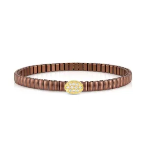 Nomination Extension Stretch Bracelet, Oval, Cubic Zirconia, Chocolate PVD, Stainless Steel