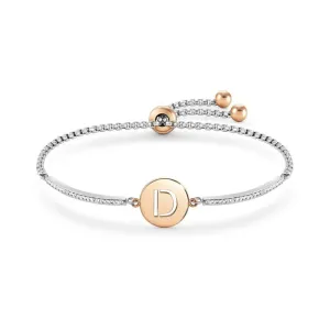 Nomination Milleluci Bracelet, Letter D, Crystal Pave, Rose PVD, Stainless Steel