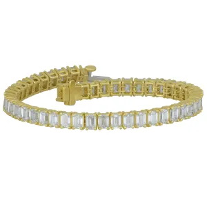 Norman Silverman 18k Yellow Gold 4 Prong Emerald Cut 48D=15.47TW I-J/IF-VS2 GIA 7" length