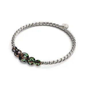 Obsidian | Silver | Firefly Glass Cascade Bracelet
