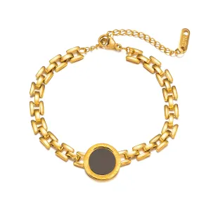 Onyx Medallion Link Bracelet – 18K Gold