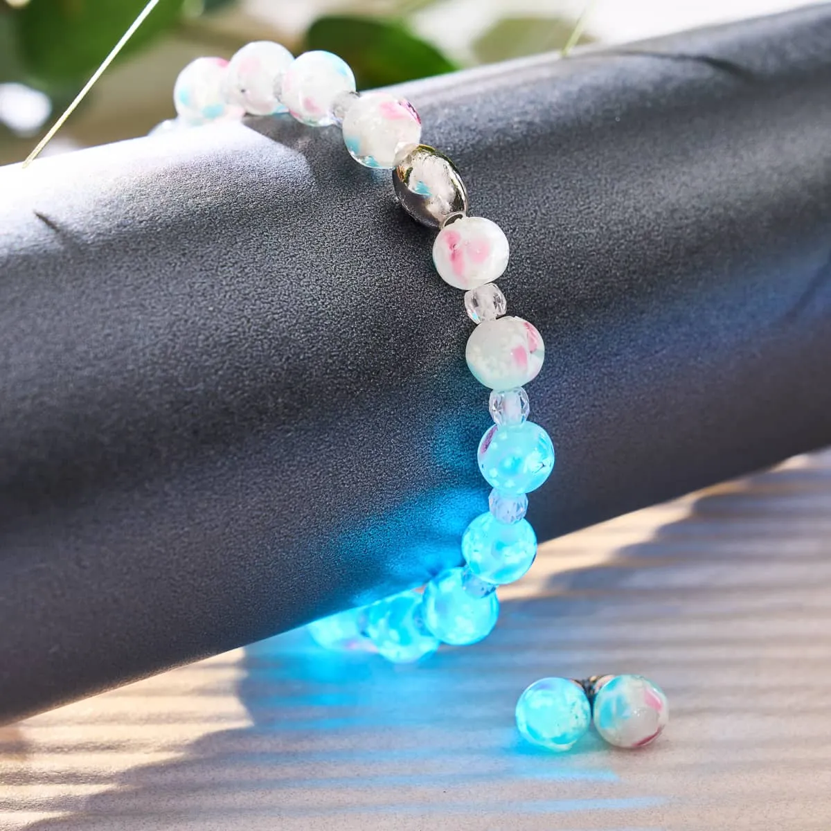 Orchid Blooms | .925 Sterling Silver | Firefly Glass Blossom Bracelet