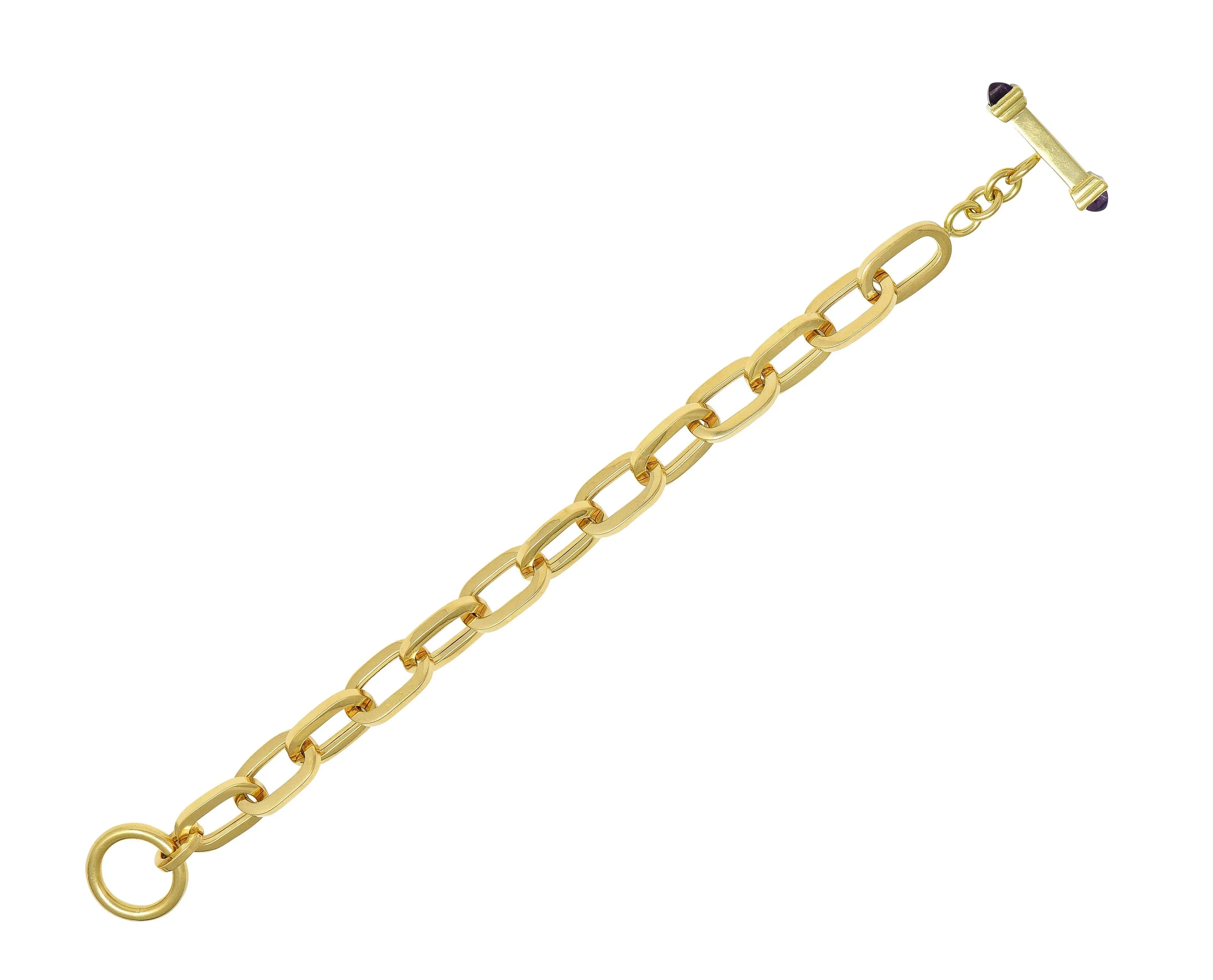 OTC 1990's Amethyst 18 Karat Yellow Gold Vintage Cable Link Chain
