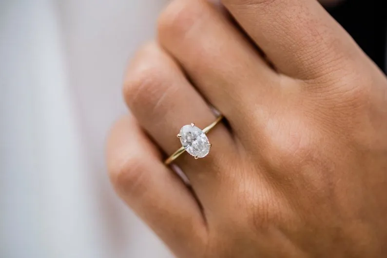 Oval Moissanite engagement ring yellow gold unique vintage Ring engagement ring for women Wedding Bridal Anniversary gifts