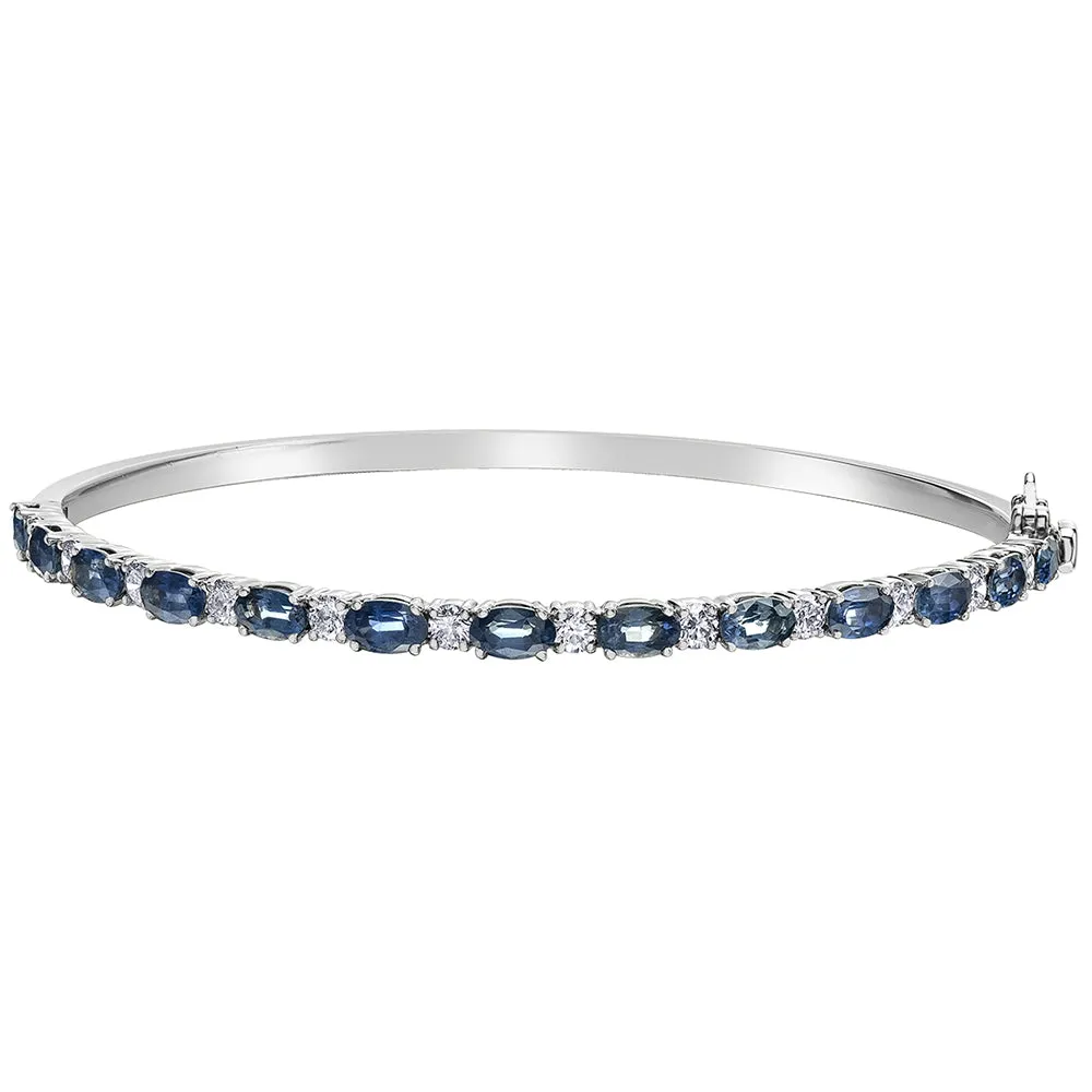 Oval Sapphire and Canadian Diamond Bangle Bracelet