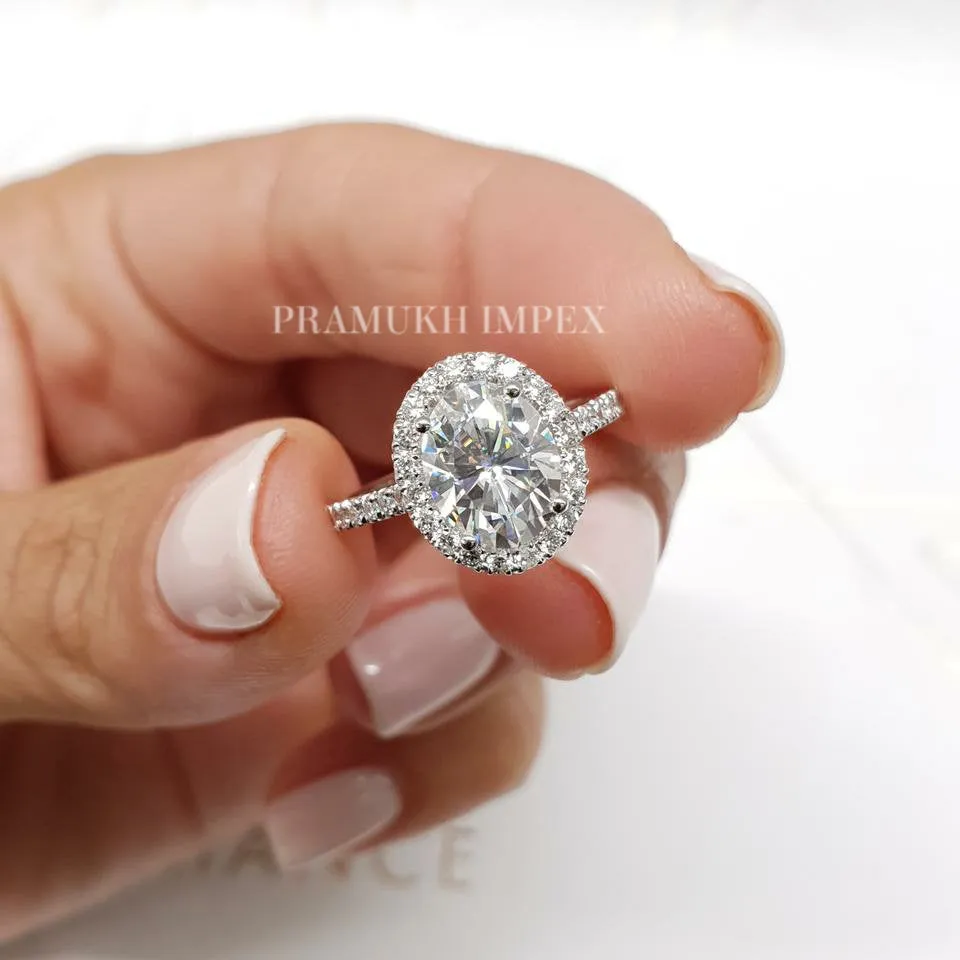 Oval Shape Moissanite Engagement Ring white Gold Halo Vintage Celtic Diamond Wedding Ring for women Promise Ring Gift for her 2.50CT