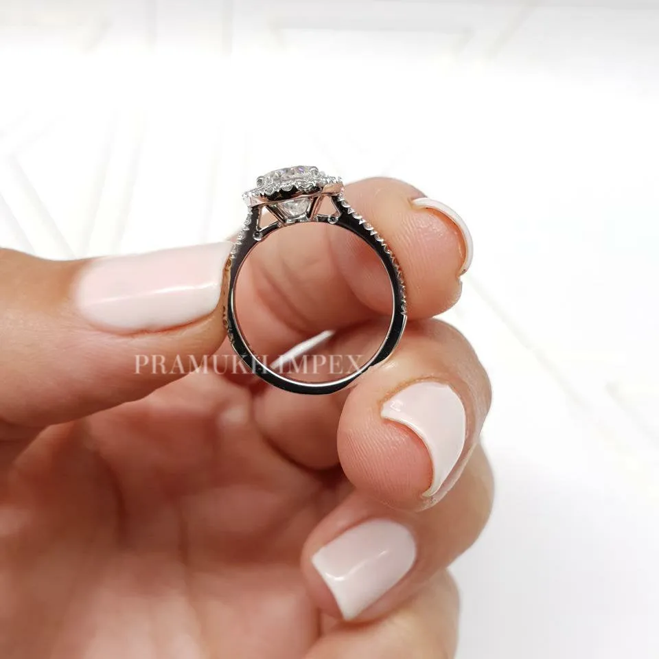 Oval Shape Moissanite Engagement Ring white Gold Halo Vintage Celtic Diamond Wedding Ring for women Promise Ring Gift for her 2.50CT