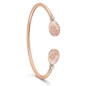 Palais 18K Rose Gold Diamond Open Bracelet With Pink Enamel