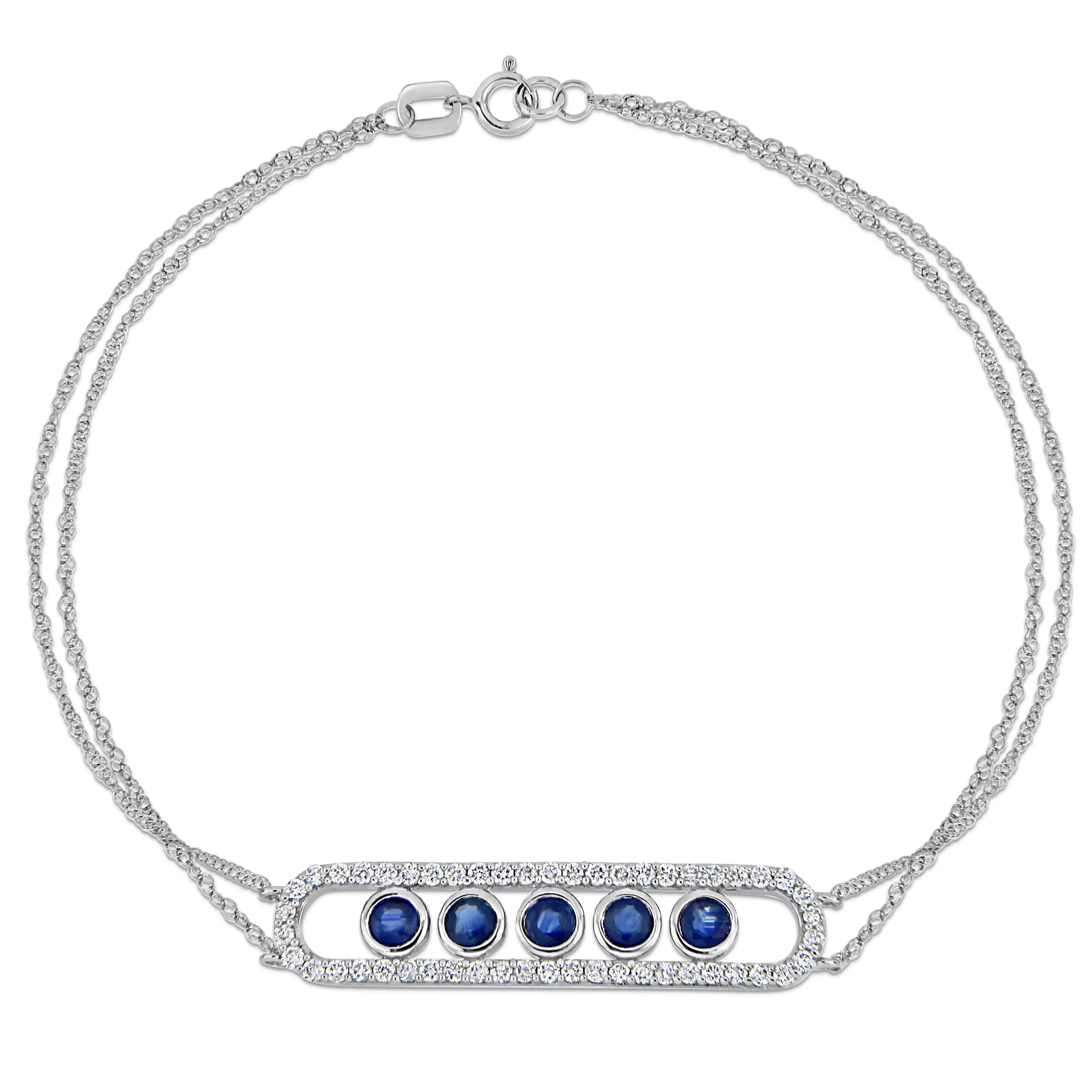 Paperclip Bracelet with Blue Sapphires