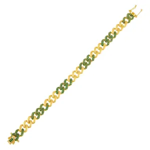 Pavé Emerald Green Chain Link Bracelet