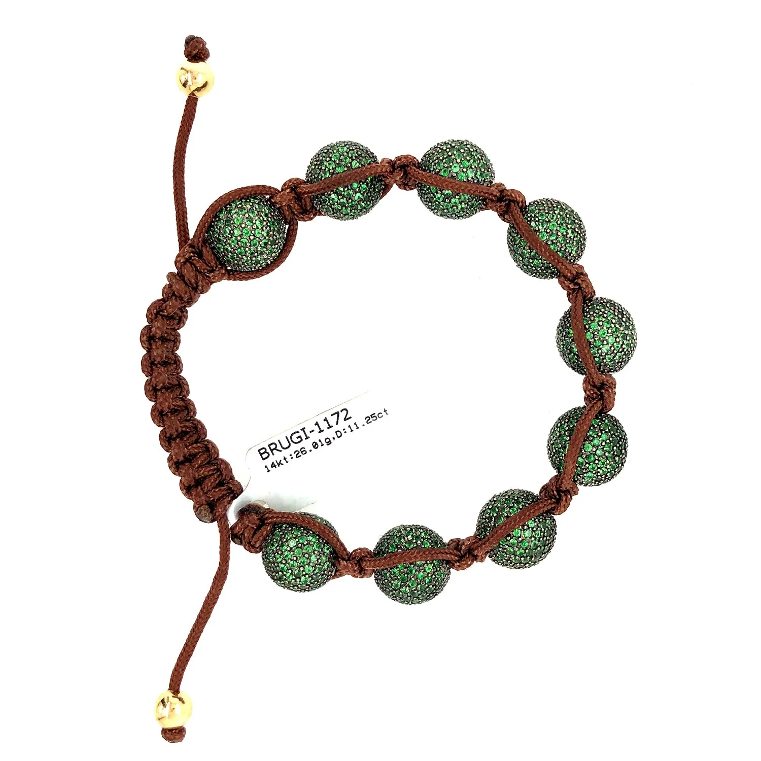 Pave Diamond Beaded Bead Ball Macramé Bracelet In 14k White Gold