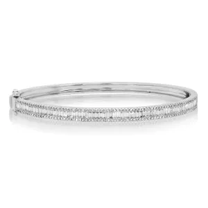 Pave Edge Diamond Baguette Bangle Bracelet