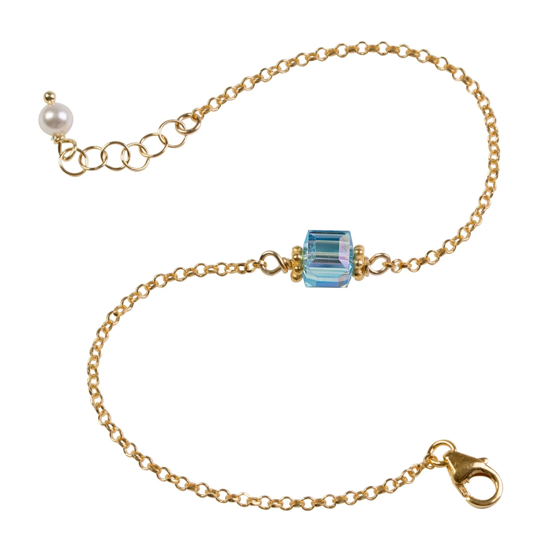 Peridot Green Crystal Cube Chain Bracelet