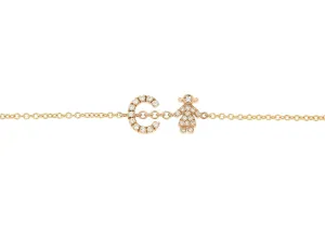 Personalized Diamond Bracelet & Diamond Girl Charm 18K Gold